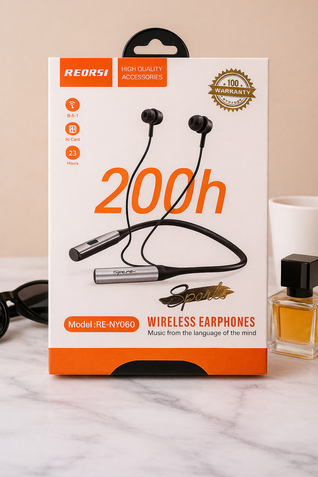 Recrsi-NY060 wireless Neckband Bluetooth Earphone  চার্জিং ব্যাকআপ 200 ঘন্টা |